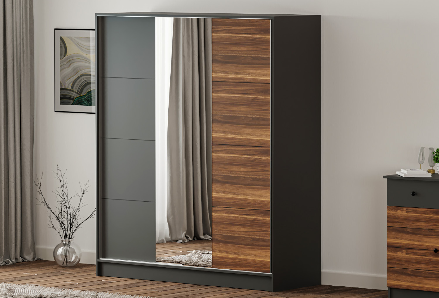Prestij London Sürgülü Aynalı Gardırop