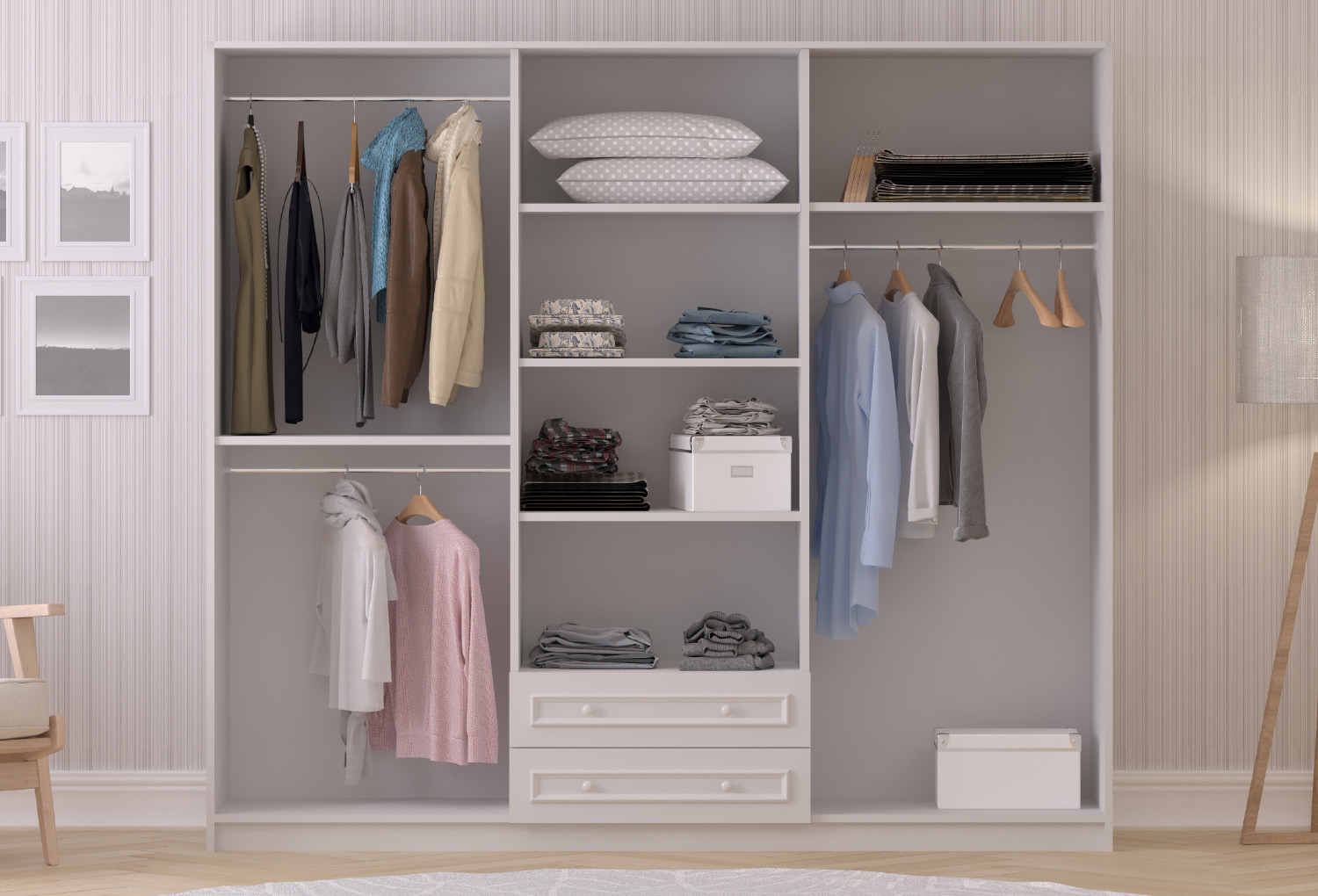 Asya Country 6 Kapaklı 2 Çekmeceli Gardırop